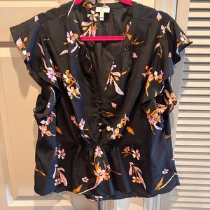 NWOT. Joie Floral Black Blouse